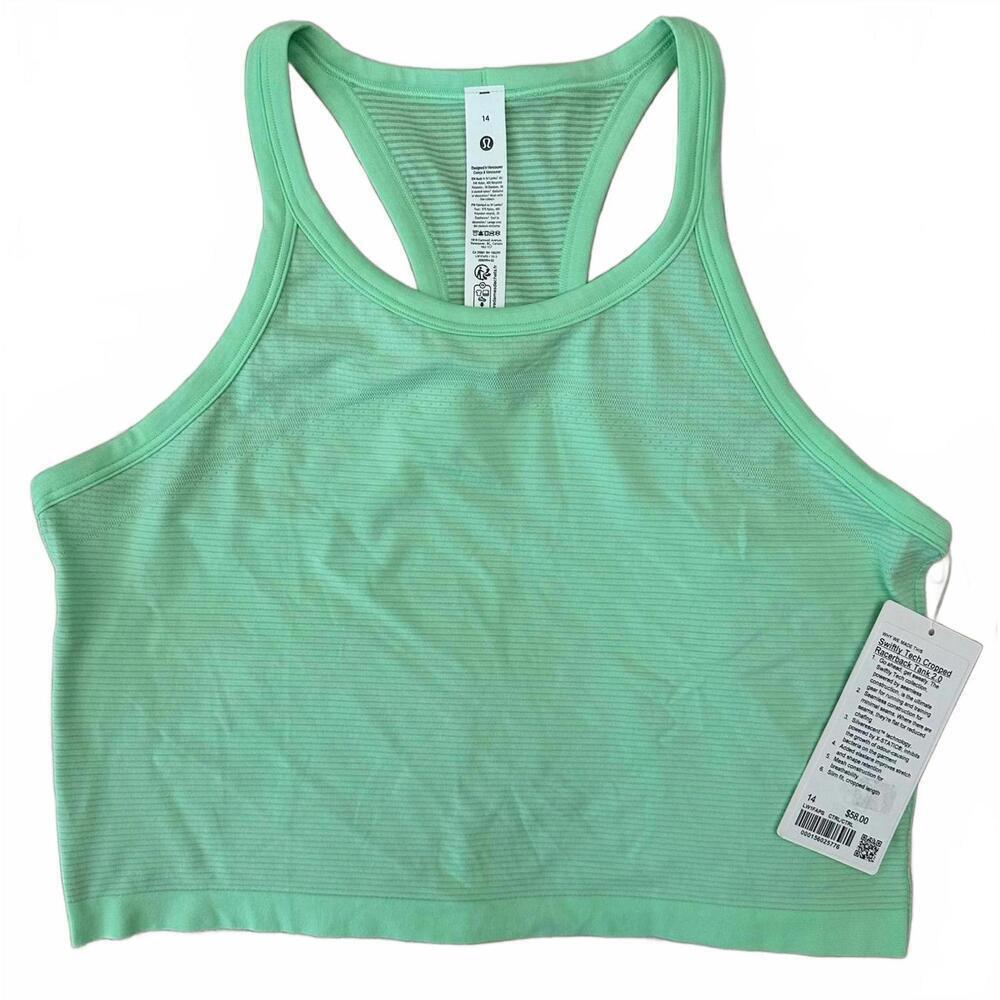 NWT Lululemon Swiftly Tech Cropped Racerback Tank Top 2.0 - Citra Lime Size 14